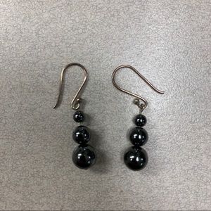Black Stone Drop Earrings